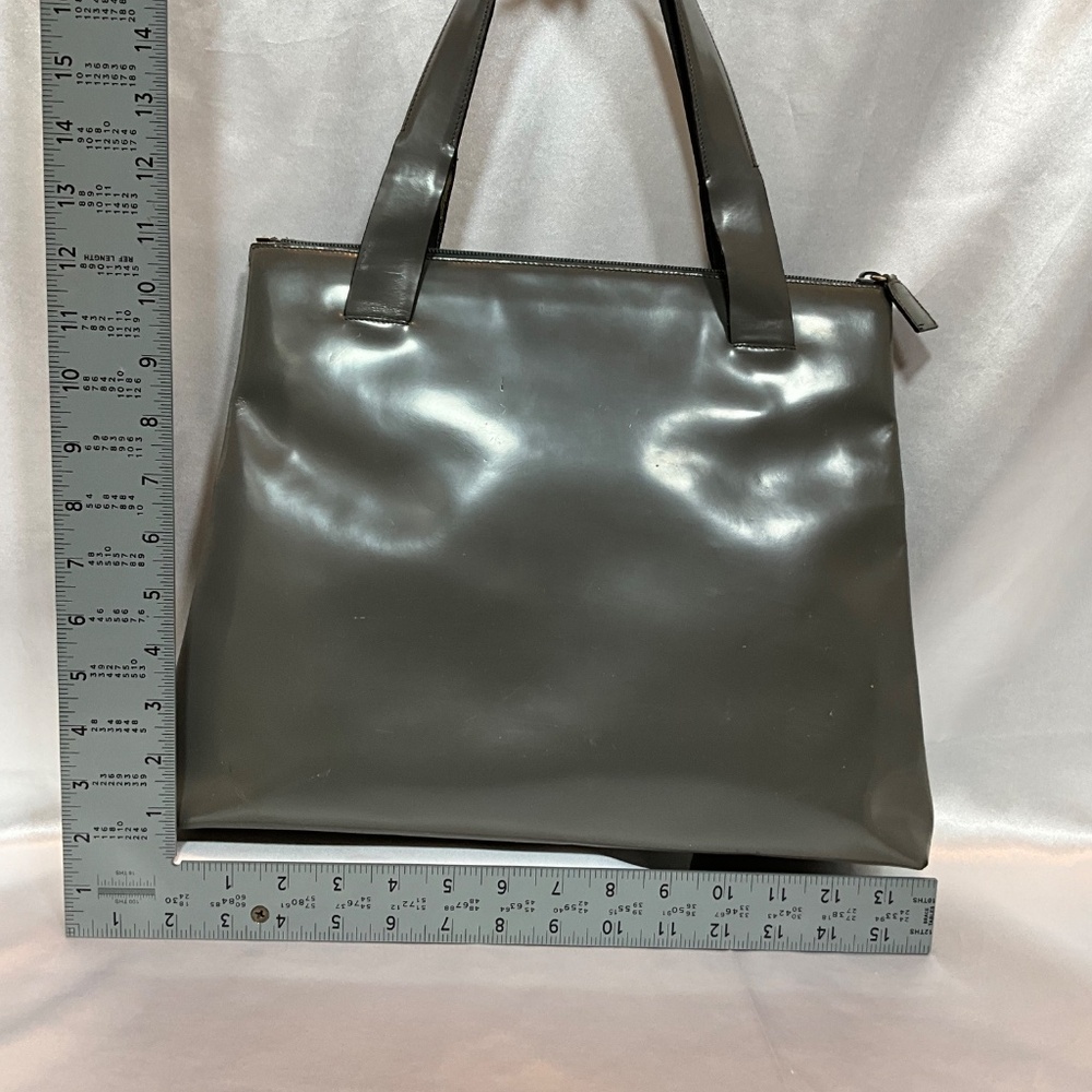 Prada gray leather tote with zipper closure.   62-H3Ab - Picture 4 of 10